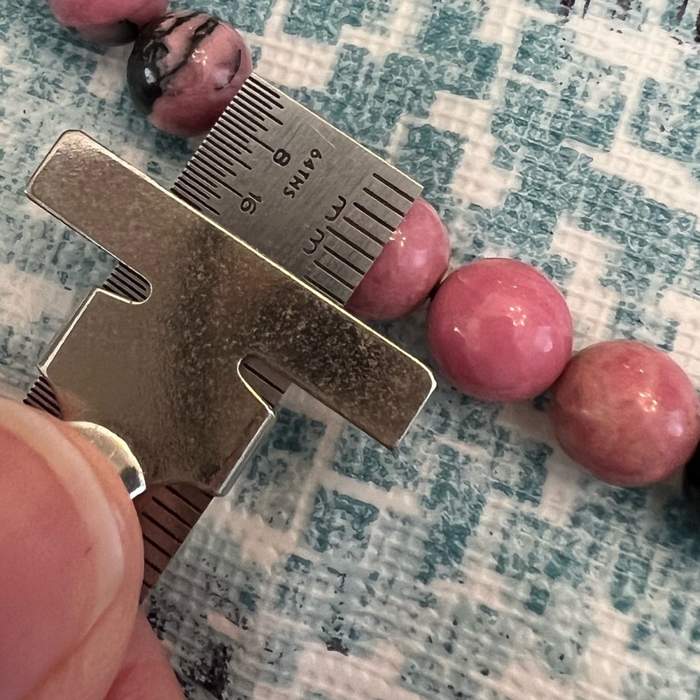 Semi precious stone necklace long 25.5” pink black - Picture 11 of 11